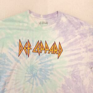 Def Leppard Band Graphic Short Sleeve T Shirt Womens Size Large L Tie Dye
